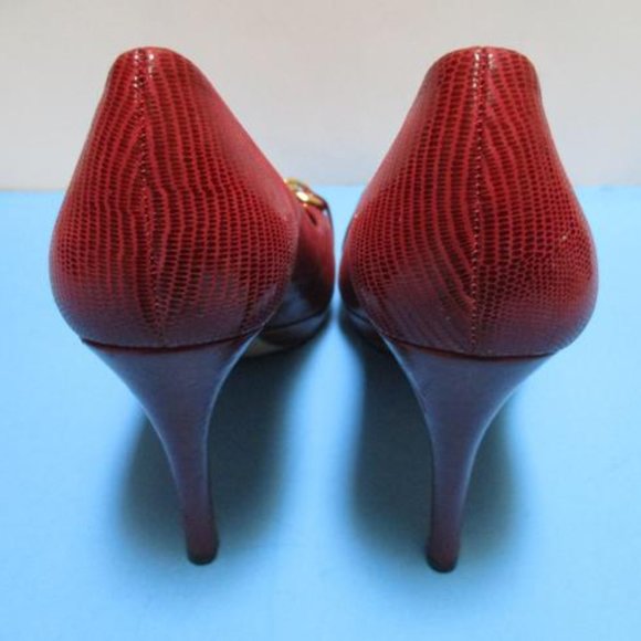 *Antonio Melani Red Patent Scale Pattern Peep Toe - Picture 6 of 9